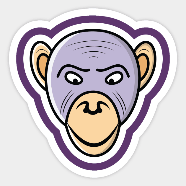 Monkey Head Cartoon Character Sticker vector illustration. Animal nature icon concept. cheerful monkey head sticker vector design on pink background with shadow. Sticker by AlviStudio